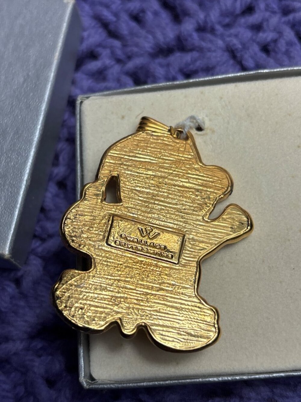 Wallace Silversmiths Christmas Cookies Necklace Goldtone Enamel Pewter Bear - Picture 3 of 7